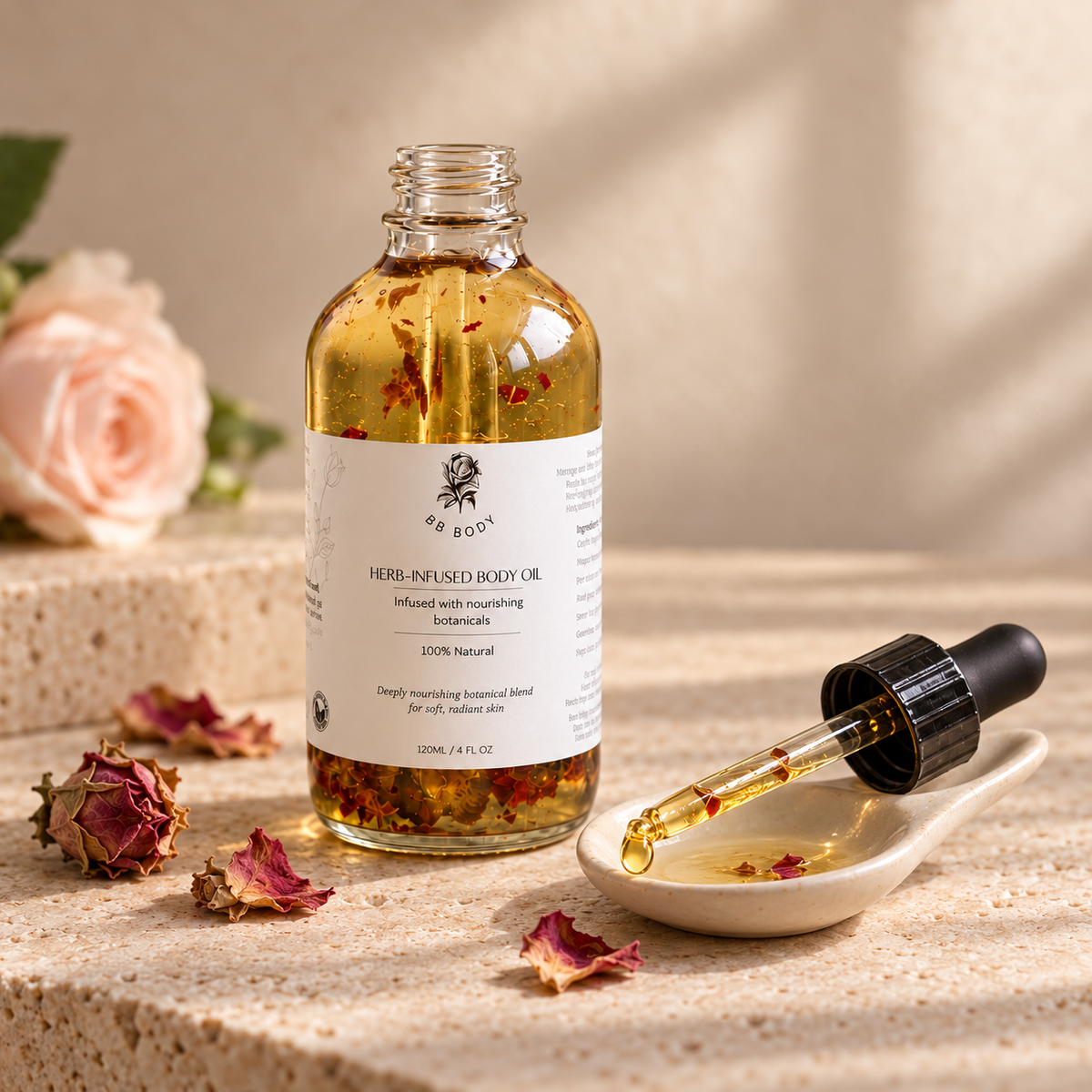 Herb-infused Body Oil and Rose-infused Hydrosol Set